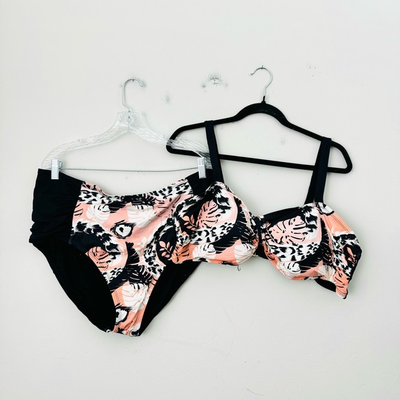 As Rose Rich monstera peach black full coverage bikini woman’s 2x - Picture 1 of 7